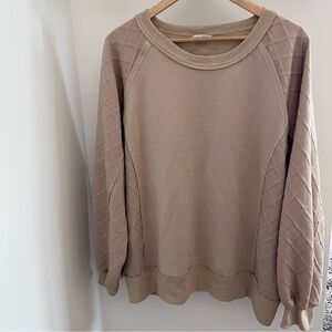 Women's Beige Sweater With Quilted Sleeves